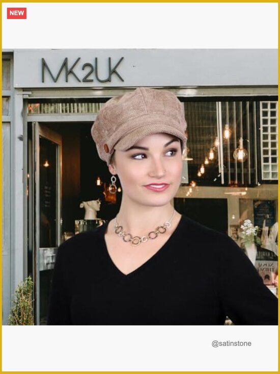 Newsboy Cap Chemo Headwear Tweed Corduroy Chenille Hat Ladies Head Covering Sun main image 4